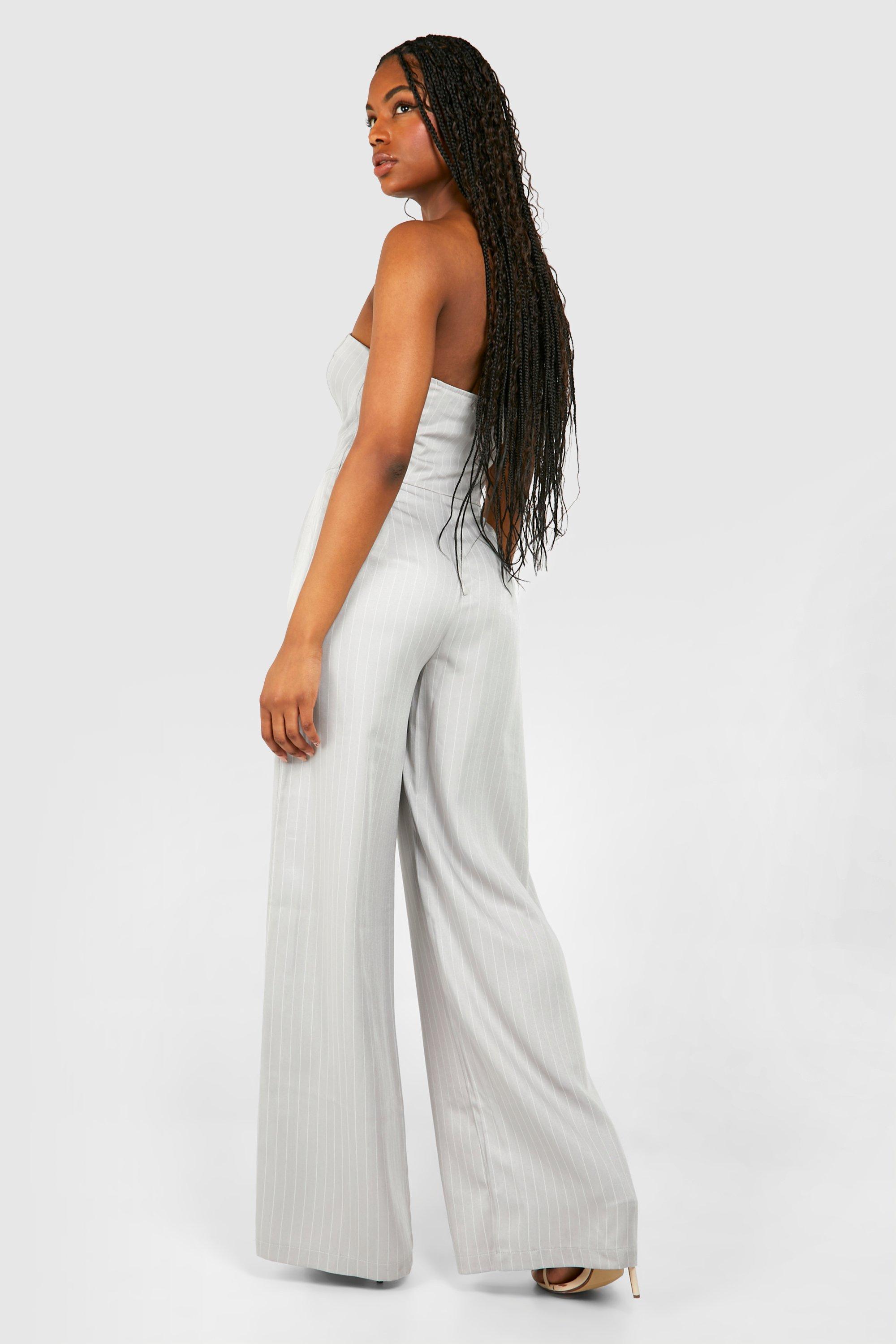 Boohoo pinstripe jumpsuit online